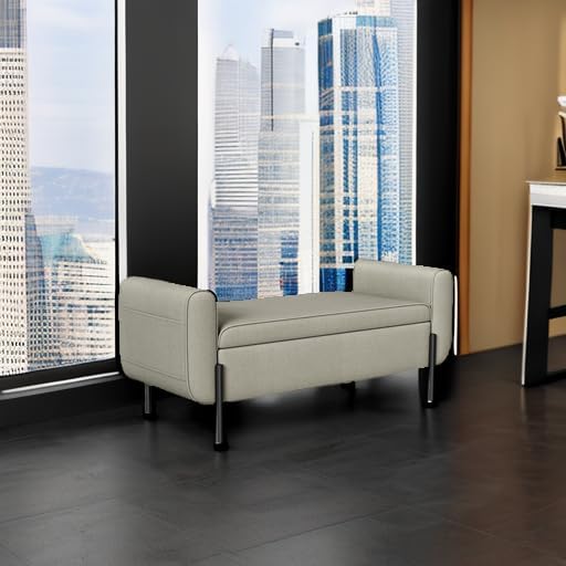 SONGMICS Storage Bench with Armrests, Ottoman with Storage for Living Room, Storage Ottoman Bench for Bedroom, Entryway, Living Room, Steel Legs, Camel Brown ULOM072K03