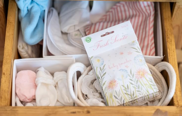 WILLOWBROOK | Fresh Scents Scented Sachet Packet | Baby Powder | Air Freshener Bags for Drawers, Closets, Cars | 6 Pack | Long Lasting Home Fragrance