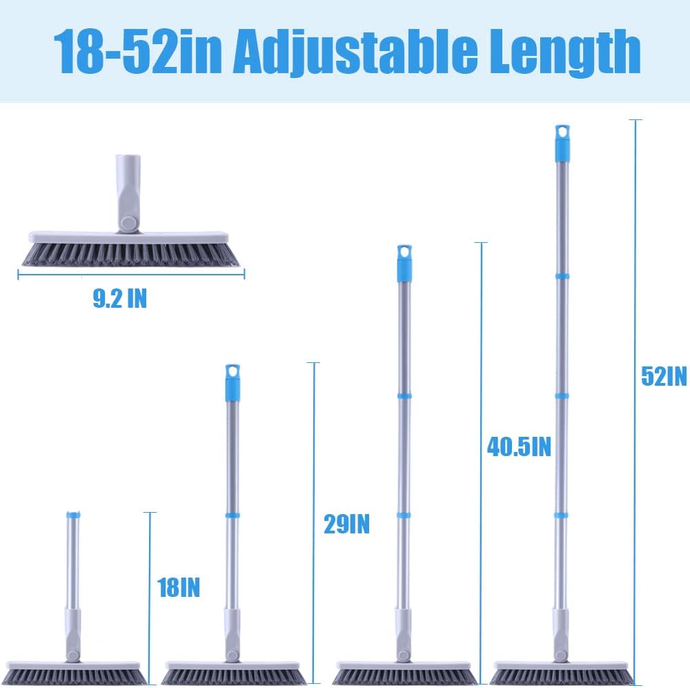 YONILL Grout Brush with Long Handle - Heavy Duty Grout Cleaner Brushes for Tile Floors, Swivel Stiff Bristles Floor Scrubber Cleaning Tool, Floor Scrub Brush for Shower, Kitchen, Baseboards and Corner