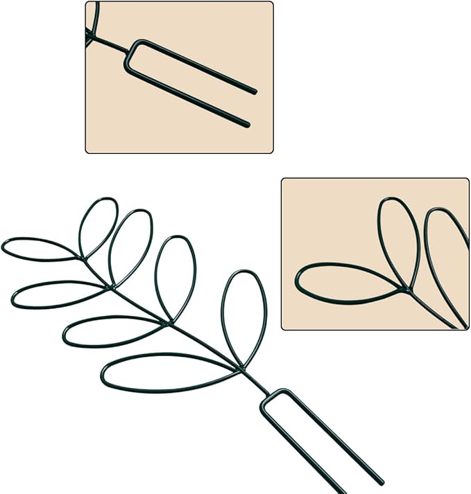 2Pack Indoor Plant Trellis Metal Wire Garden Trellis ,Small Climbing Leaf Shape Trellis for Garden Potted Plant Houseplant(Blackish)