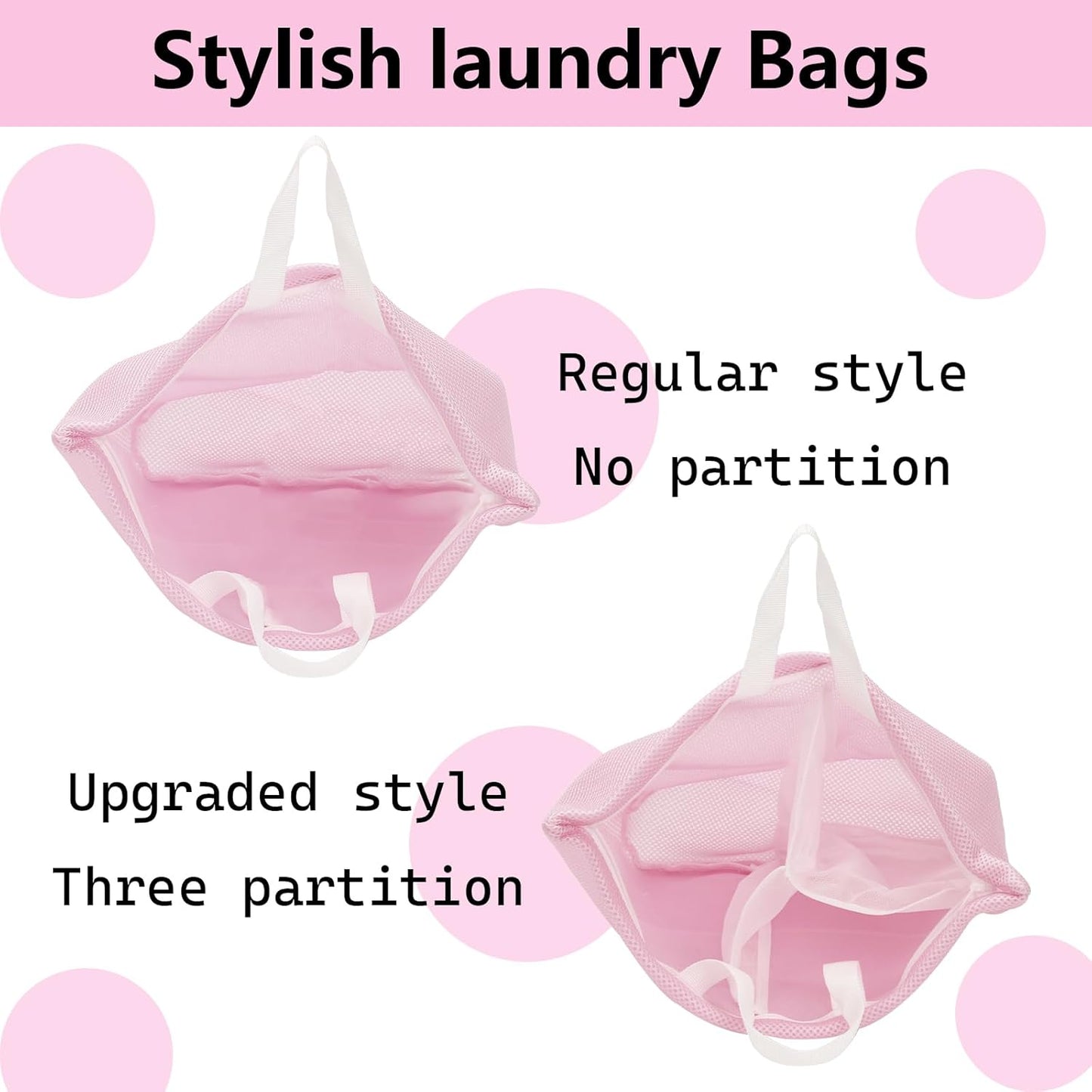 2 Pcs Special Zoning laundry bag for delicates with handles mesh laundry bags washing machine laundry totes travel storage and sorting bag(Pink-Blue)
