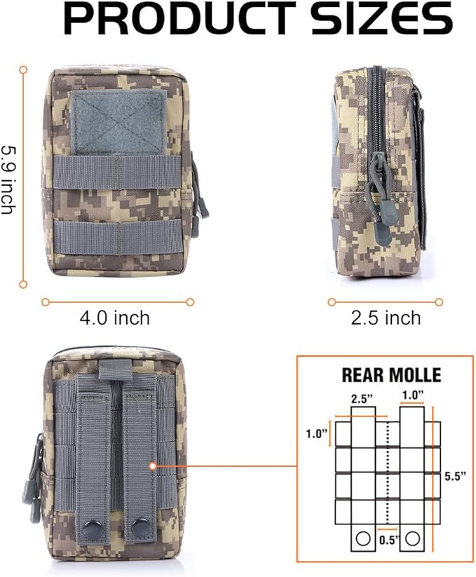 Gogoku 3 Pack Molle Pouch Combo Water Bottle Pouch Holder Tactical Molle Pouches Compact Utility Waist Bag Pack