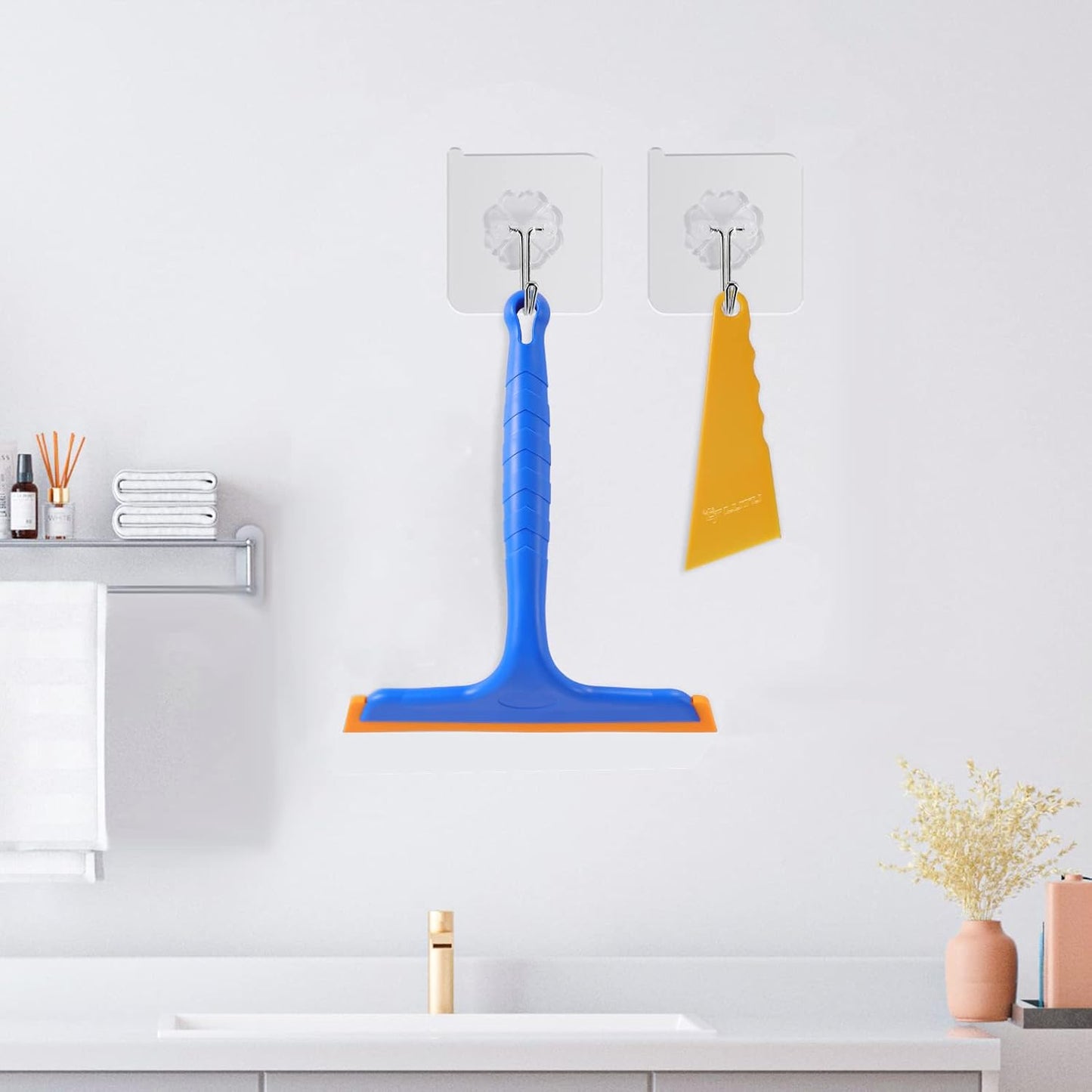 Shower Squeegee for Glass Doors, Bathroom Squeegee for Shower, Window Squeegee, Home Bathroom Silicone Cleaner Tool, Suitable for Bathroom, Kitchen, Tile, Mirror, Car Glass, by LTLUTU, 8in Blue