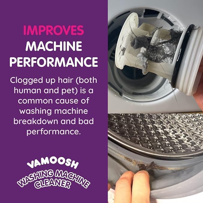 Vamoosh 6-in-1 Washing Machine Cleaner | Dissolves Pet Hair | No Harmful Chemicals | Removes Limescale | Eliminates Odor | Descales | Cotton Fresh Scent | For Front Load | 150g (Pack of 6)