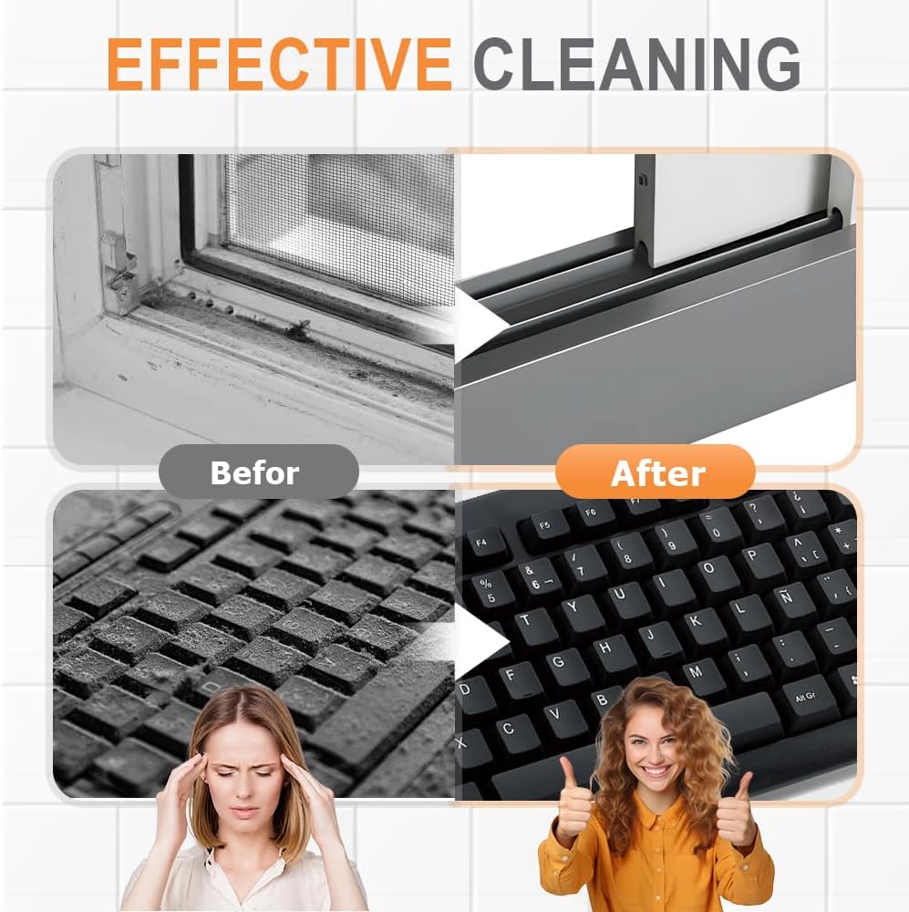 2 in 1 Groove Cleaning Brush, Upgraded Crevice Cleaning Brush & Magic Window Track Cleaner for Sliding Door Tracks, Window Sills, Tile Lines, Car Vents, Kitchen and Bathroom Tight Spaces (1PC)