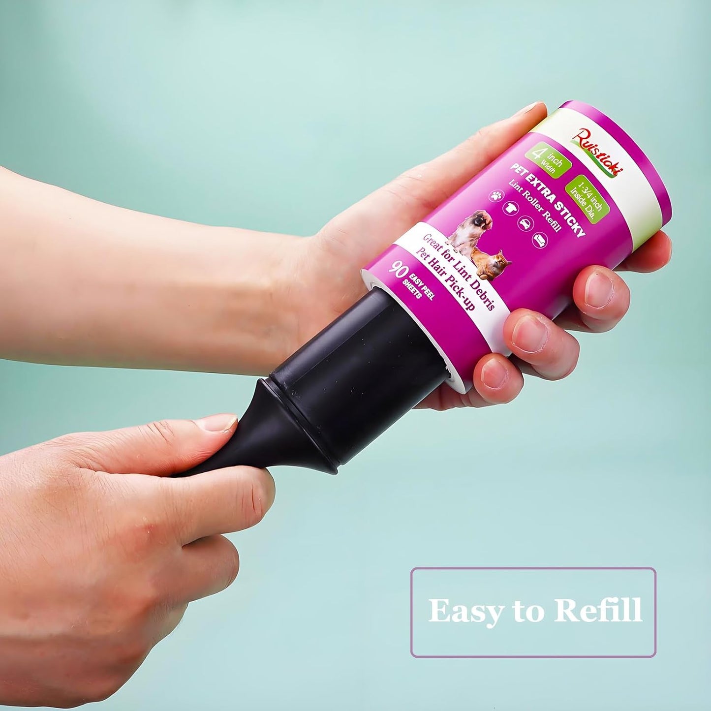 4 inch Lint Roller Refills Only Compatible with Scotch-Brite Pet Hair Pickup Extra Sticky Lint Roller for Couches Clothes and More 90 Sheets per Refill 6 Pack 540 Easy-Tear Adhesive Sheets Total