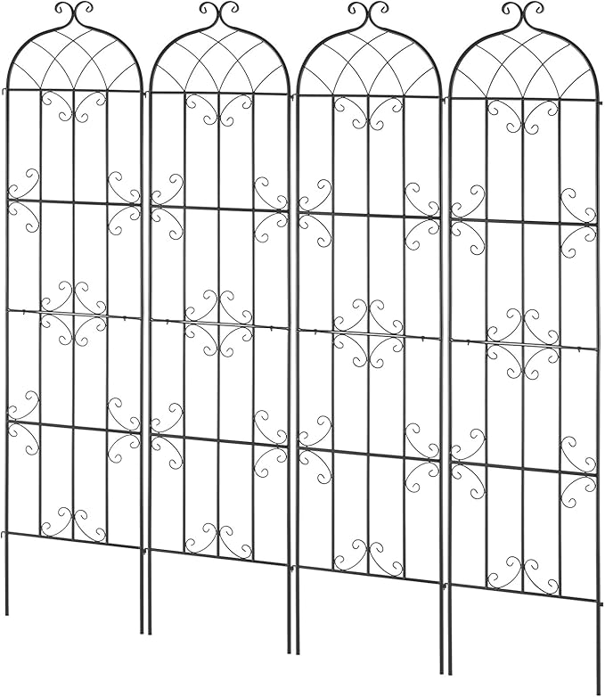 VEVOR Garden Trellis for Climbing Plants, 87 x 20 in, 4 Packs Rustproof Metal Garden Flower Trellis, Outdoor Climbing Rose Trellis Cucumbers Support, Decorative Clematis Trellis for Courtyards Lawns