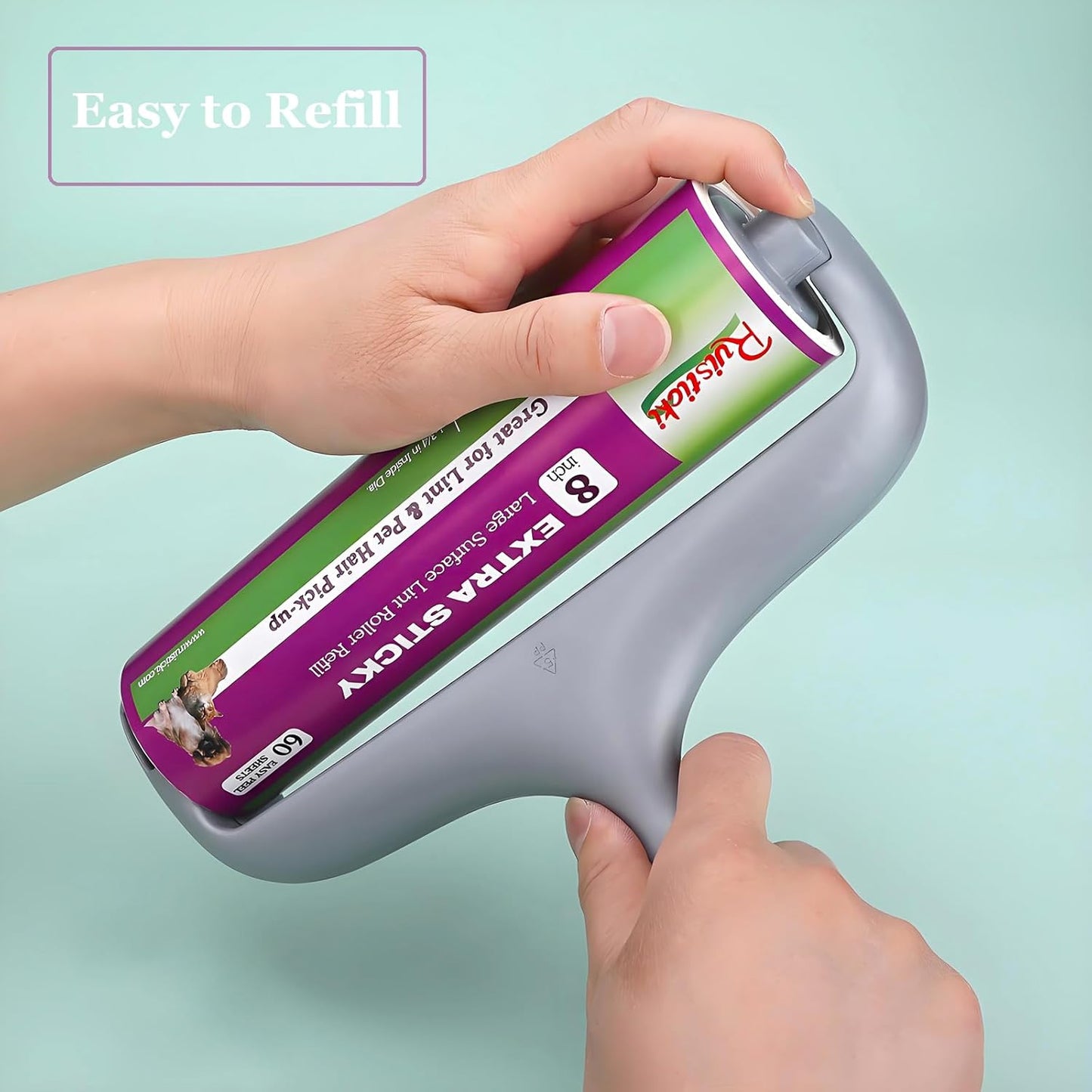 8 inch Large Surface Roller Refill Compatible with Scotch-Brite Pet Hair Pickup Extra Sticky Large Lint Roller Replacement 60 Easy-Tear Adhesive Sheets per Refill Pack of 6 Rolls 360 Sheets Total