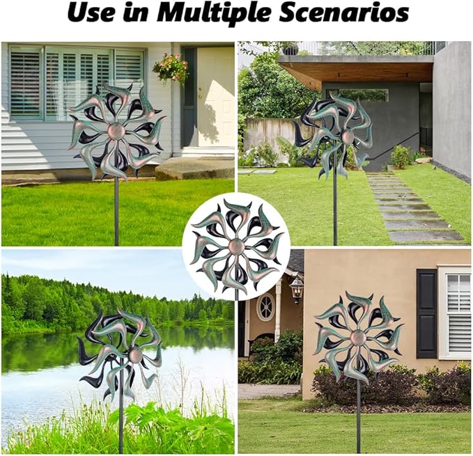 Stargarden Wind Spinners Outdoor, Metal Wind Spinner, Kinetic Wind Sculptures & Spinners, Decorative Pinwheels Double Windmill for Yard, Garden Decor-51 * 11.8 Inch