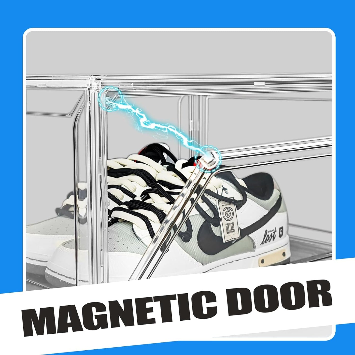 4 Pack Acrylic Shoe Boxes Sneaker Storage for Sneakerheads Clear Plastic Stackable Boot Shoe Collectibles Display Case, Size 13