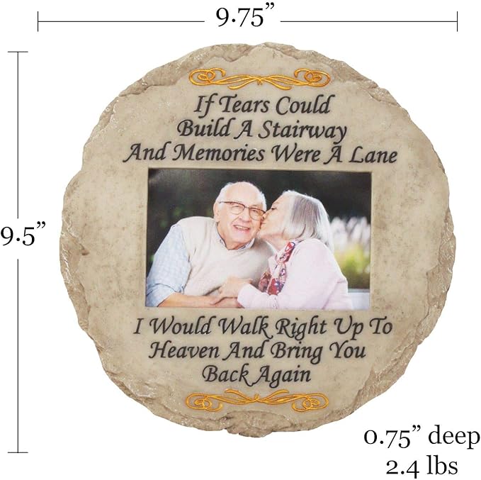 Spoontiques - Garden Décor - If Tears Could Build A Stairway with Picture Memorial Stepping Stone - Decorative Stone for Garden