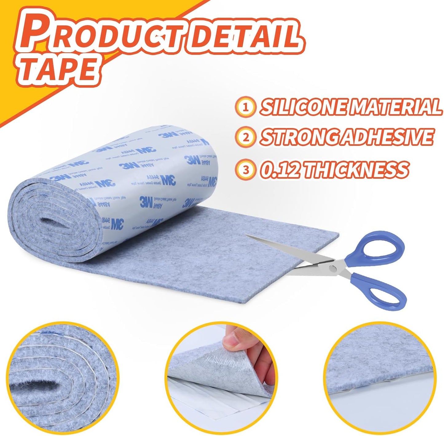 Felt Furniture Pads, Heavy Duty Felts Strip Roll with Adhesive Backing Felt Pads Furniture Feet Cuttable Felts Tape for Protecting Hardwood Floors(5 x 120 x 0.12 Inch, Gray)