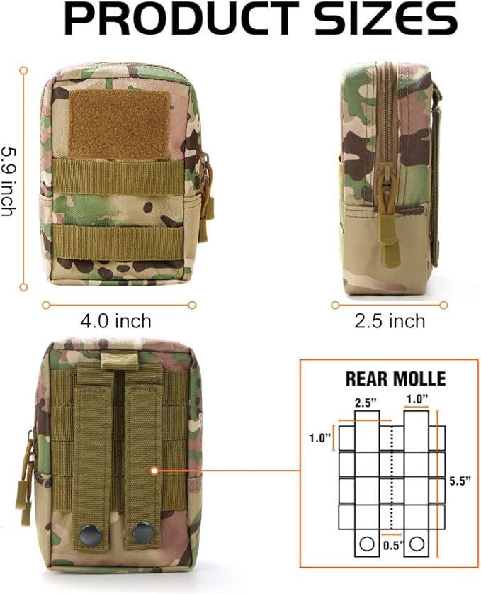 Gogoku 3 Pack Molle Pouch Combo Water Bottle Pouch Holder Tactical Molle Pouches Compact Utility Waist Bag Pack