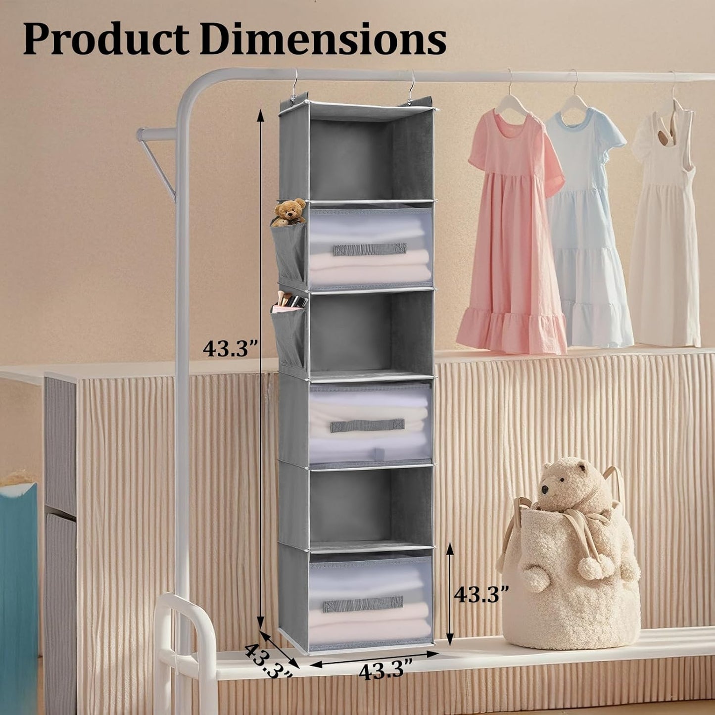 6-Tier Hanging Closet Organizer with Drawers and Side Pockets – Versatile Closet Storage for Shoes, Hats, Belts, and Purses