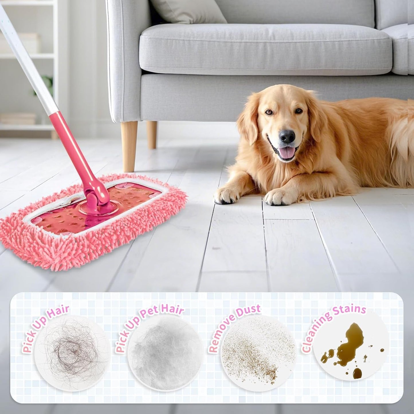 Reusable Microfiber Mop Pads for Swiffer Sweeper - Wet & Dry Cleaning Cloths - Mop Head Replacement Washable Refills for Household Floors
