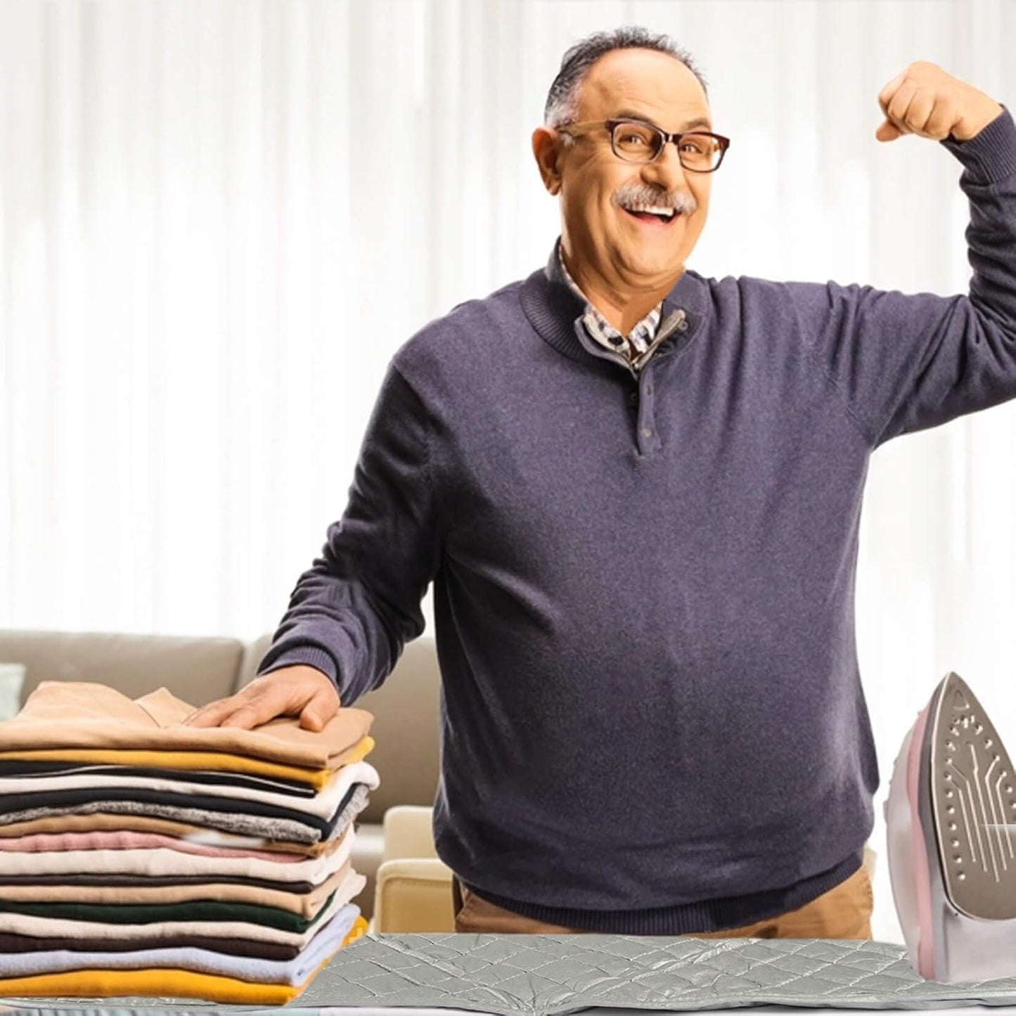 Sukh 1Pcs Magnetic Ironing Mat Blanket - Foldable Ironing Mat Portable Board for Clothes Heat Resistant Portable Double Sided Use Travel Office Student Dormitory