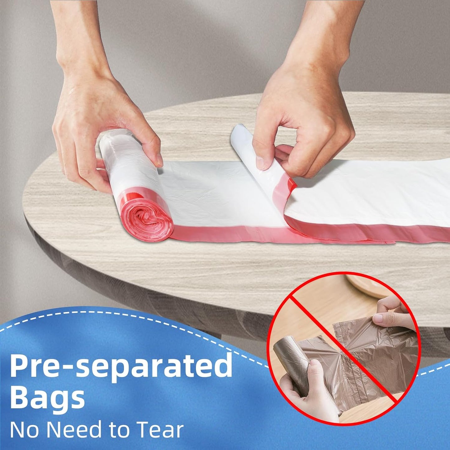 13.2 Gallon Tall Kitchen Drawstring Trash Bags, 120 Count Pre-separated Garbage Bags, Unscented, Leak Proof, Waste Bag for Kitchen, Office, Home