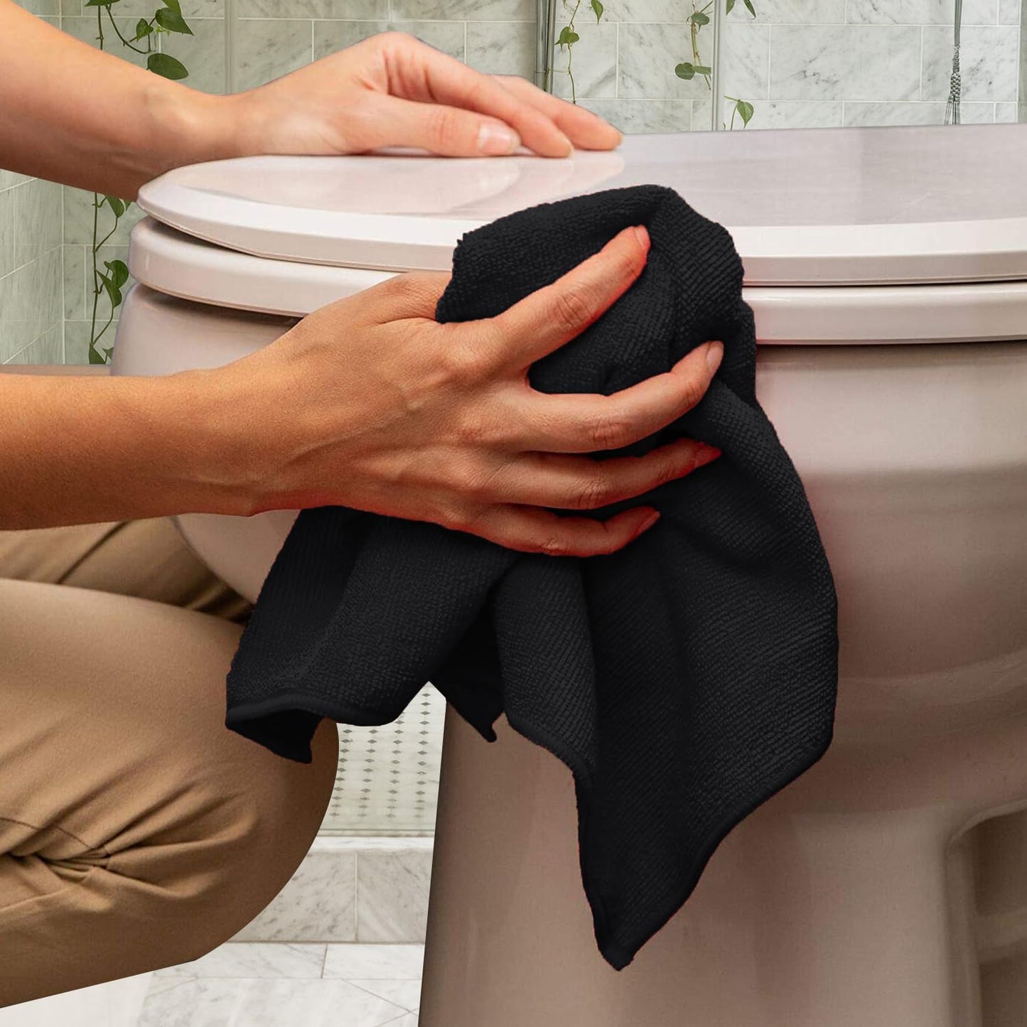 Avalon Towels Microfiber Cleaning Cloths (Value Pack of 36) Size 16" x 16", Highly Absorbent Cleaning Rags, Lint Free Cleaning Towels, Reusable and Washable, Microfiber Towels for Cars (Black)