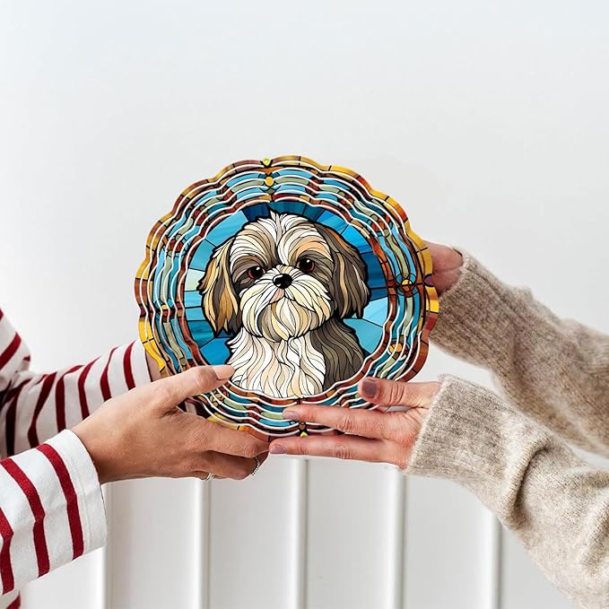 Shih Tzu Yard and Garden Wind Spinner, Unique 3D Hanging Shih Tzu Wind Spinner