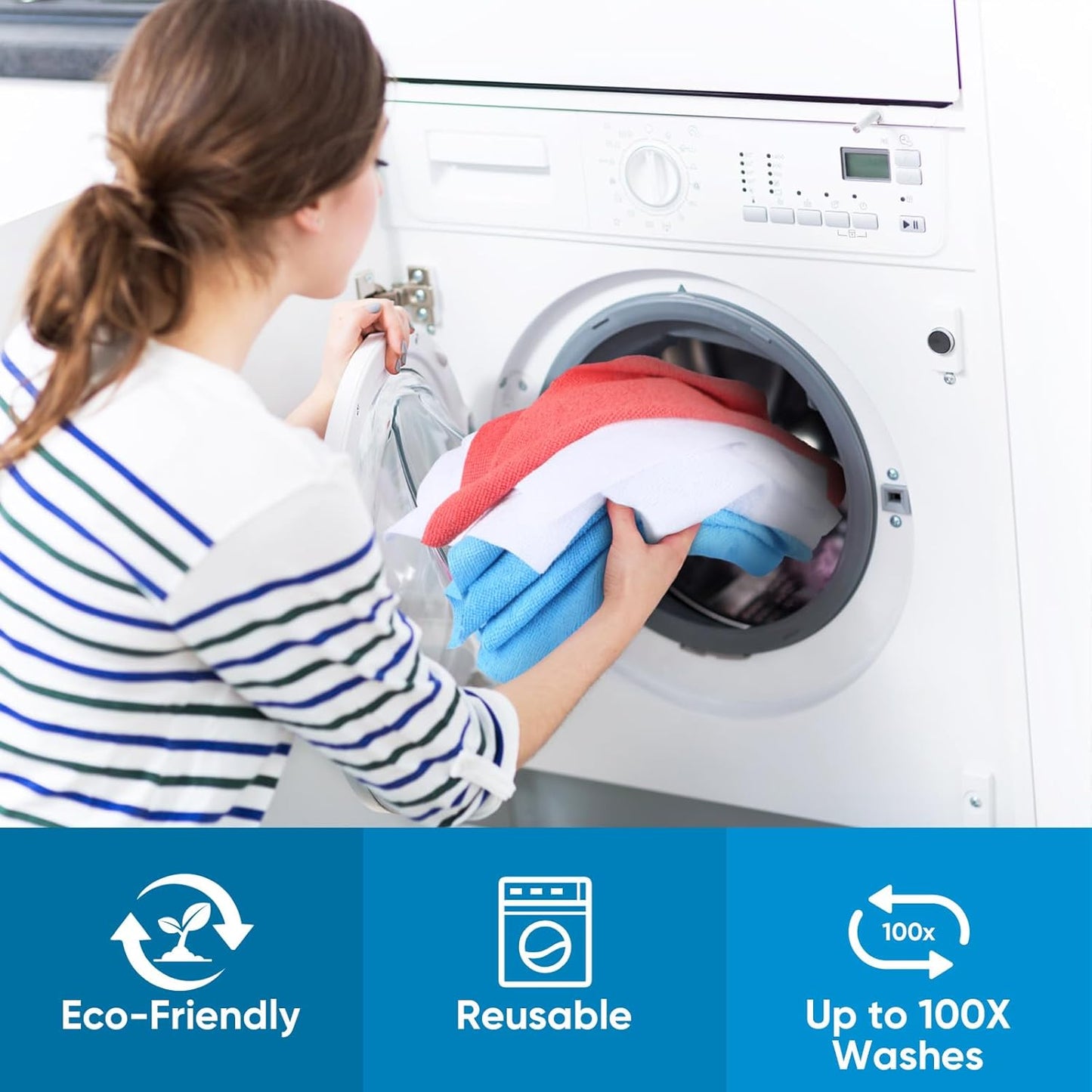 Microfiber Cleaning Cloth, 50 Sheets Shop Towels Commercial Grade Washcloths Lint-Free Clean Rags Bulk Towels for Cars Mechanic Restaurant Garage Housekeeping, 11.5"x 11.5", Blue