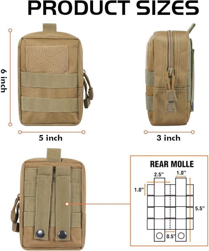 Gogoku 3 Pack Molle Pouch Combo Water Bottle Pouch Holder Tactical Molle Pouches Compact Utility Waist Bag Pack