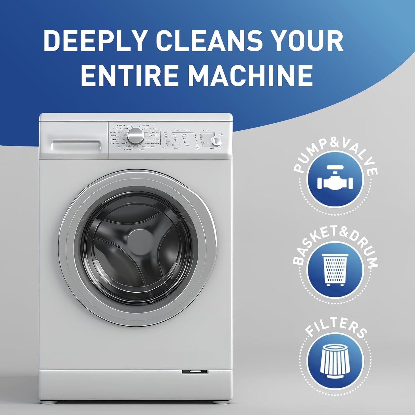 Washing Machine Cleaner Tablets 30 Pack - HE Top Load & Front Load Washer Cleaner, Eco Friendly Septic Safe, 3 Layers Deep Cleaning, Descaler & Deodorizer, 1+ Year Supply (30 Count