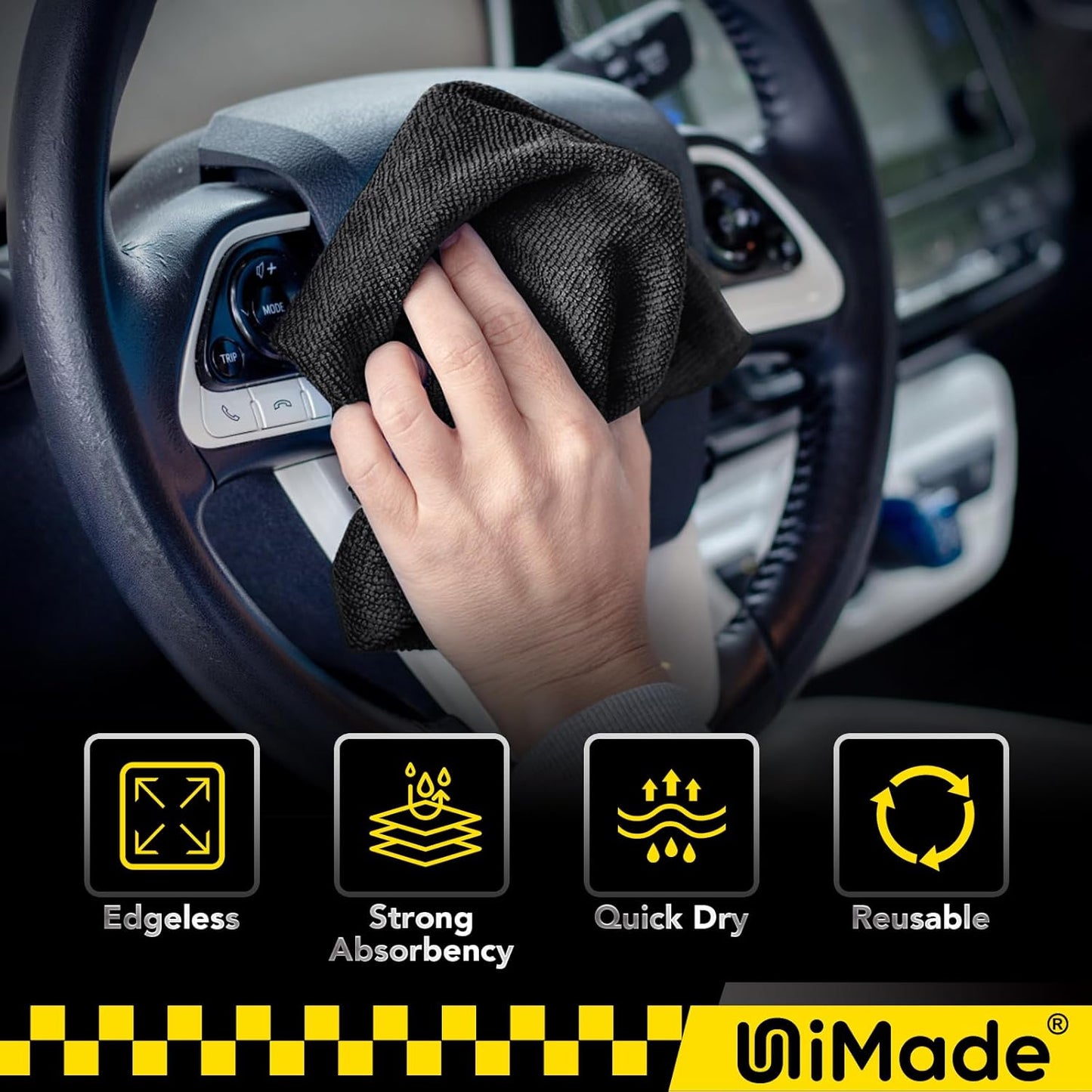 Microfiber Cleaning Cloth, 100 Pack Microfiber Towels for Cars Commercial Grade Work Rags Bulk Detailing Cloth for Automotive Bar Mechanic Restaurant Garage Housekeeping, 11.5"x 11.5", Black