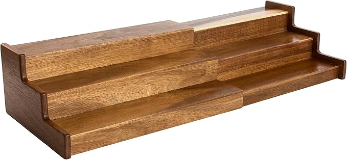 Acacia Wood 3 Tiered Spice Rack, 3 Tier Spice Organizer for Cabinet or Kitchen