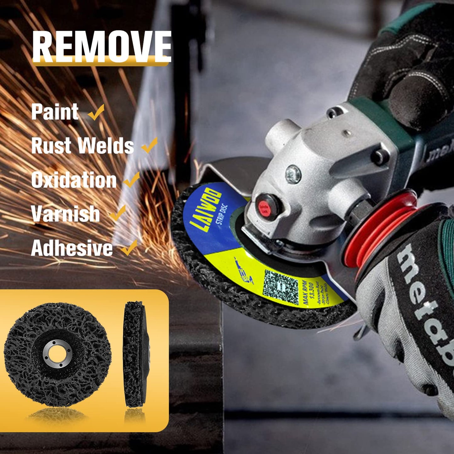 10 Pack Strip Disc Wheel for Angle Grinders Stripping Wheel, Paint Stripping Disc, Poly Abrasive Wheel for Metal Rust Welds, Oxidation, Paint Remover (4'' x 5/8'')