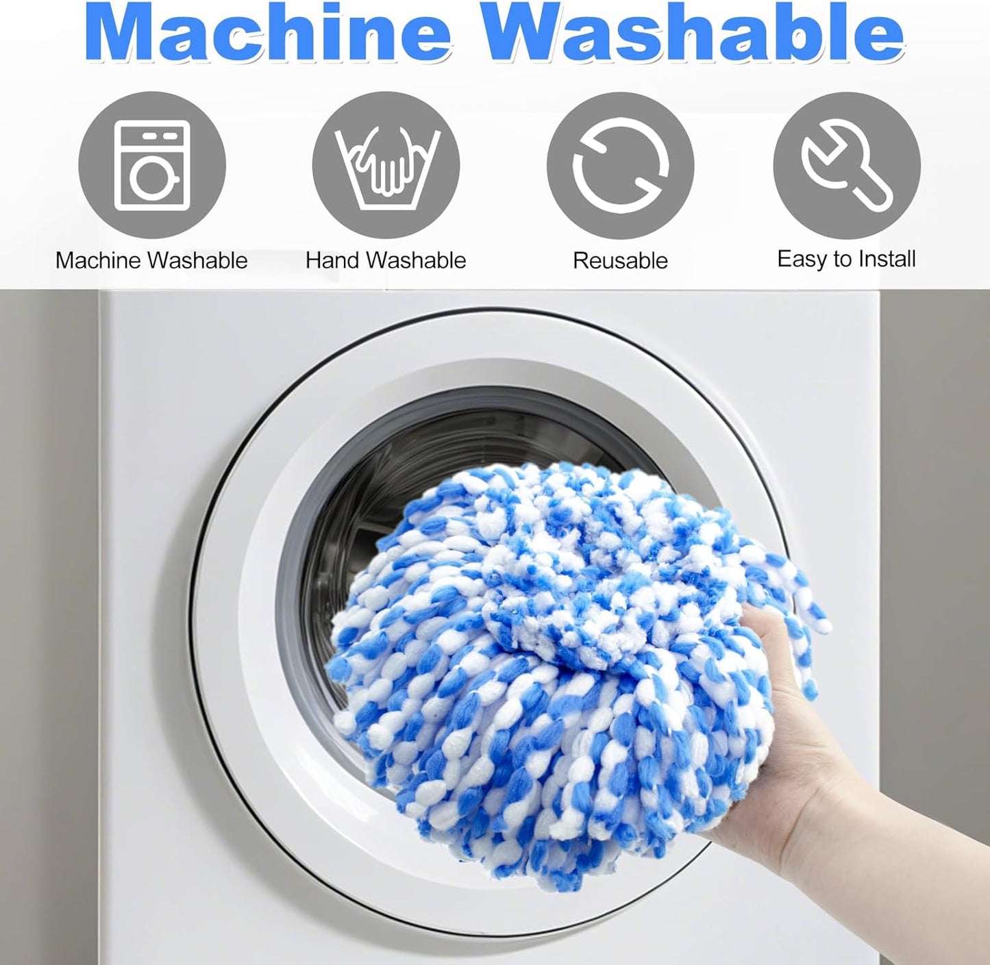 Mop Heads Replacements for Ocedar, 3 Pack Mop Replace Head for Ocedar RinseClean 2-Tank System, Spin Mop Replacement Head with 2 Scrubber Mop Head, Microfiber Mop Refills Deep Cleaning