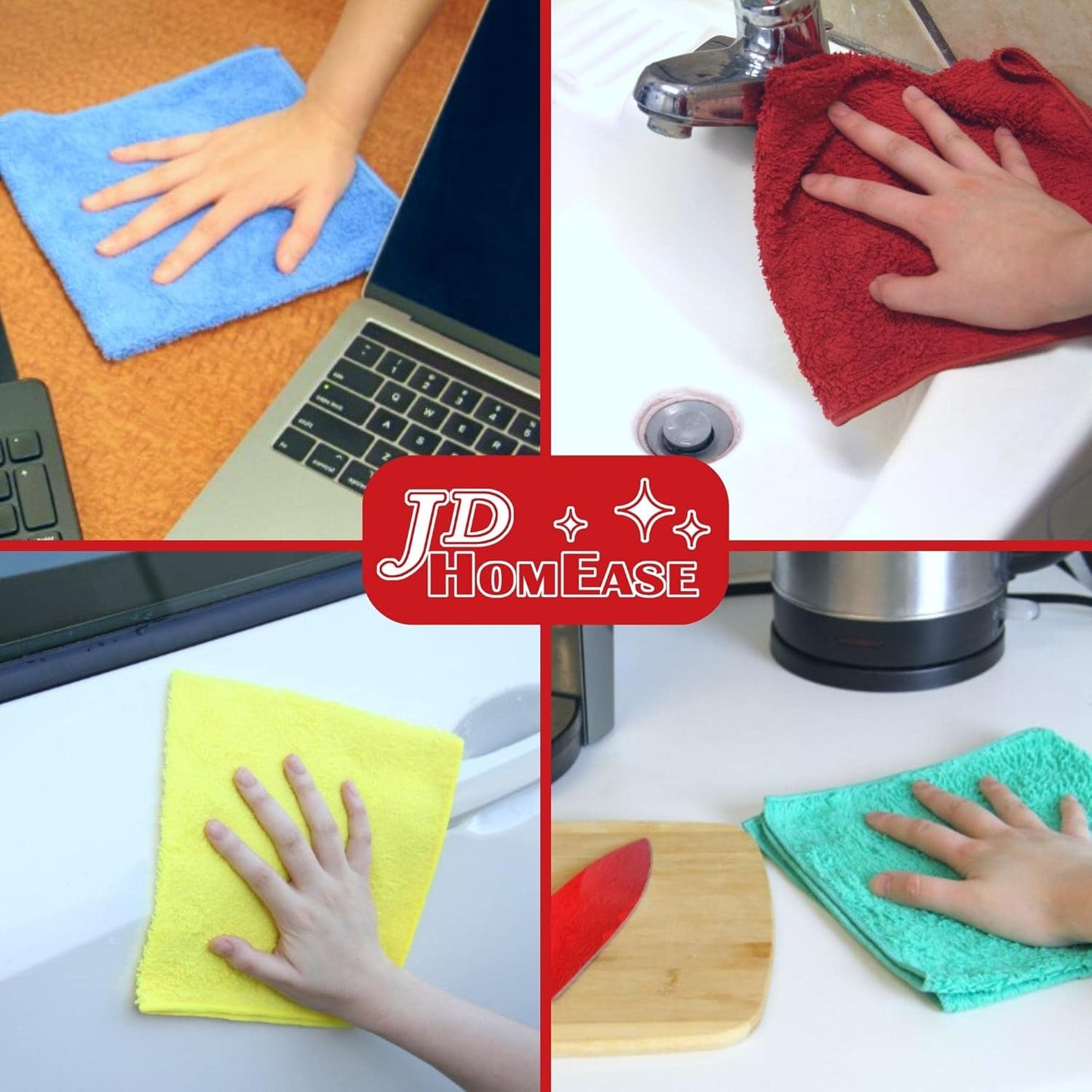 Microfiber Cleaning Cloths,48 Pack, 16"x16", All-Purpose, Softer, Highly Absorbent, Lint-Free, Reusable, Washable Pro Towels, White, for House, Kitchen, Bathroom, Car, Office