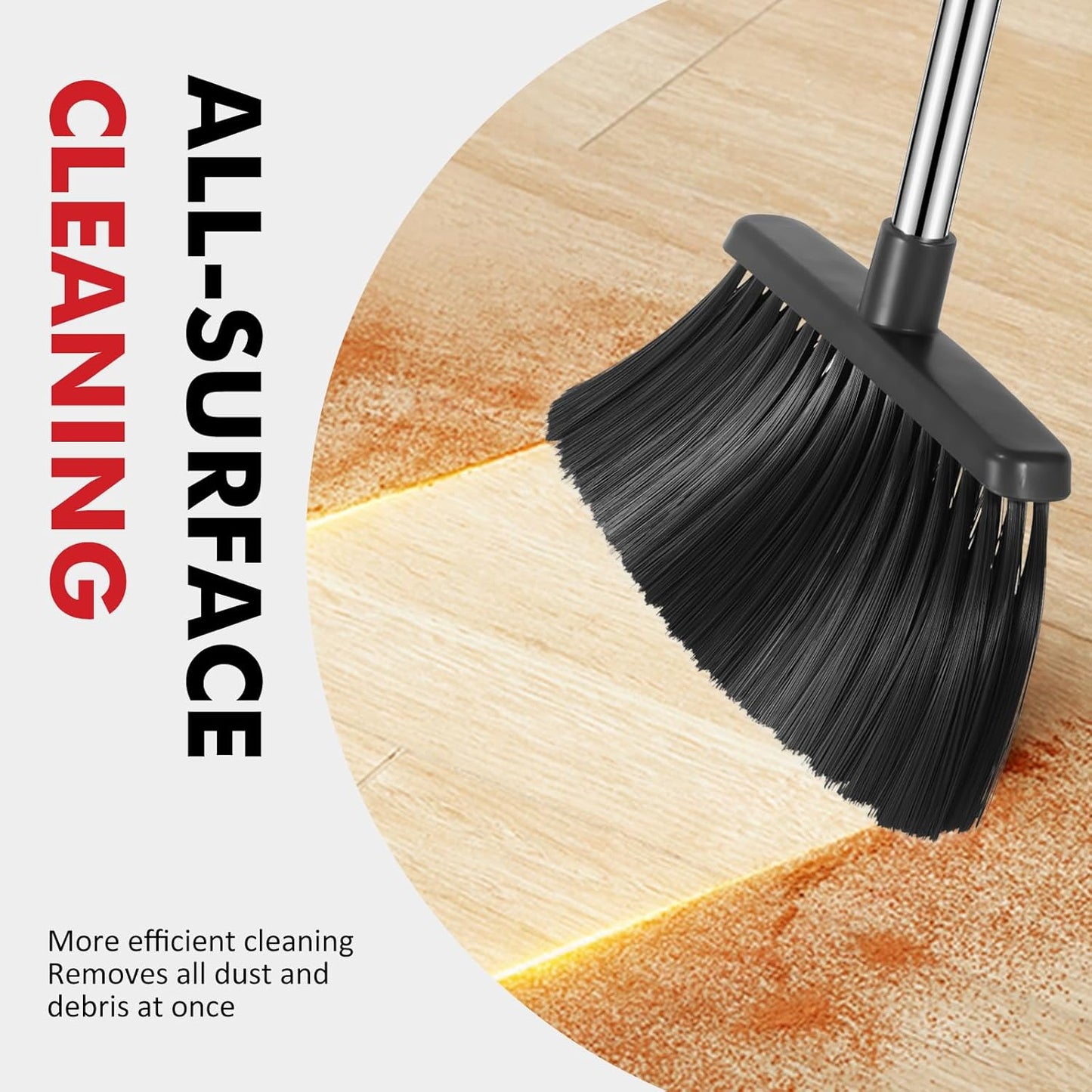 NACENA Heavy Duty Broom, 55 Inch Long Handle Outdoor Large Angle Brooms, Commercial Broom for Sweeping Indoor, for Home Garage Kitchen Office Courtyard Lobby Patio Lawn Concrete, 4 Pack (Black)