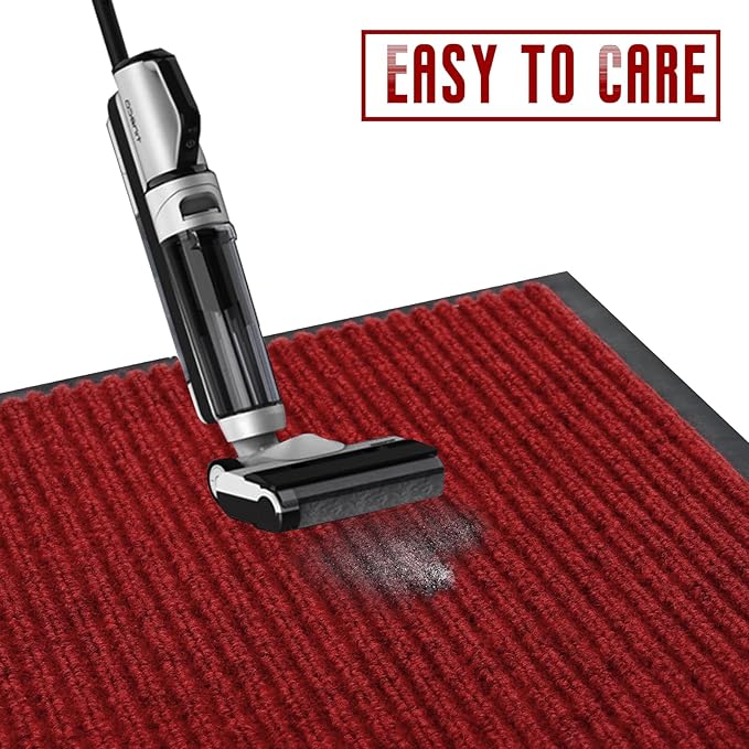 Rubber Door Mat About W3' ×L10' Heavy Duty Large Outdoor Indoor Mat Durable Entrance Doormat Waterproof Rubber Back Rugs for Home Entryway Patio Porch Office Business Areas (Wine Red)