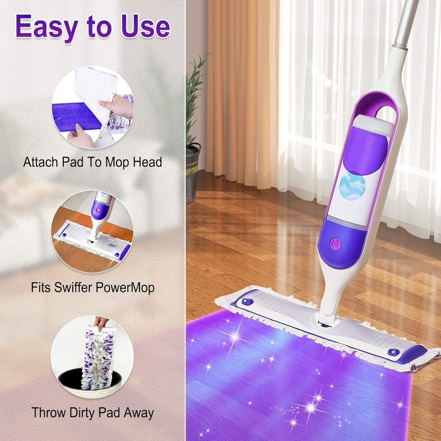 36 Count Power Mop Pads Refills for Swiffer Power Mop Pads,Compatible with Swiffer Power Mop Refills Replacement Disposable Power Mopping Pads Refills for Multi-Surface Floor Cleaning