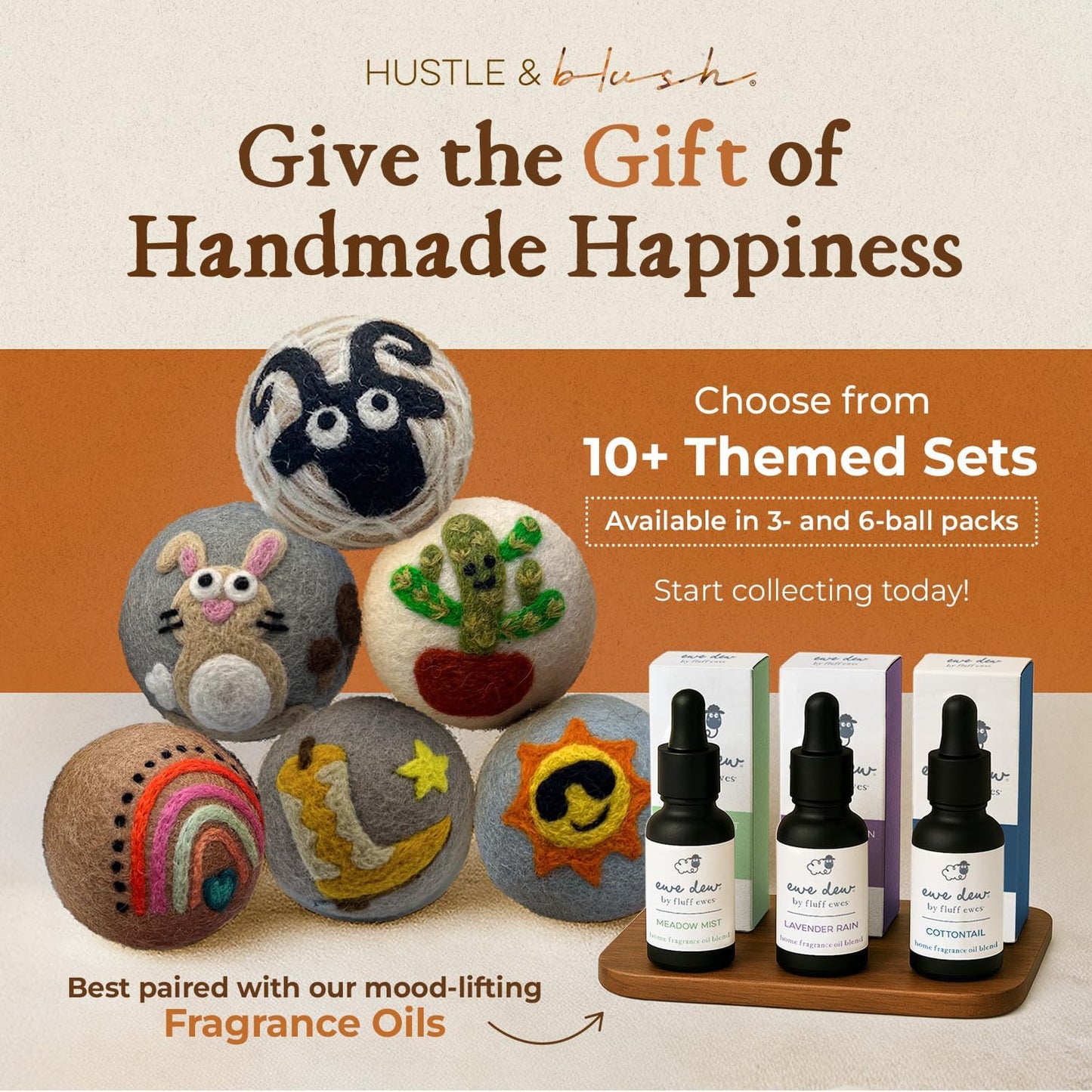 Fluff Ewes Wool Dryer Balls 3 Pack Premium New Zealand Wool Laundry Balls for Dryer, No Static Dryer Balls Laundry Reusable Cute - XL Wool Dryer Balls Cute, Baby Dryer Balls for Dryers - Darks