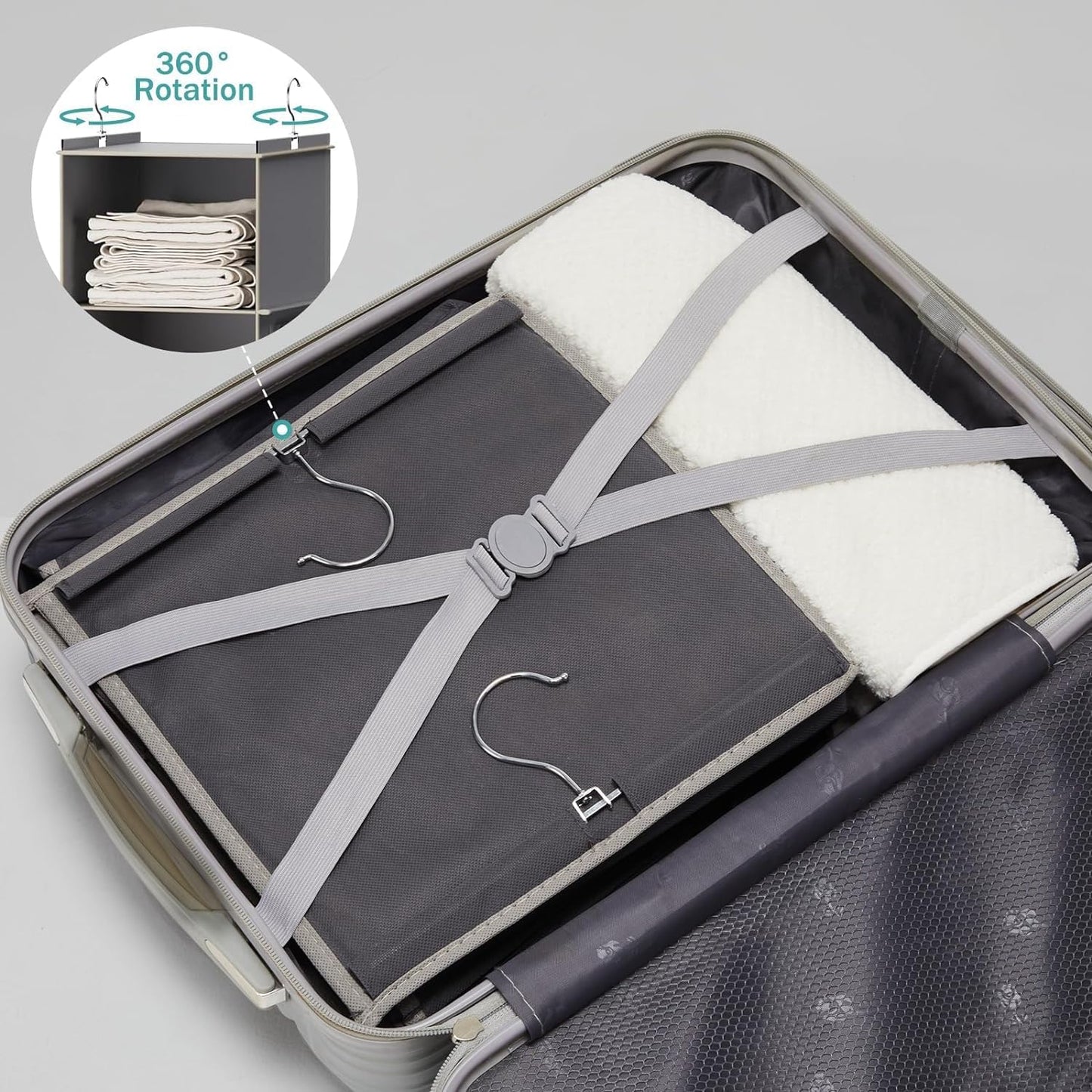 YOUDENOVA Hanging Closet Organizer and Storage, 6-Shelf Closet Hanging Storage Shelves, Grey