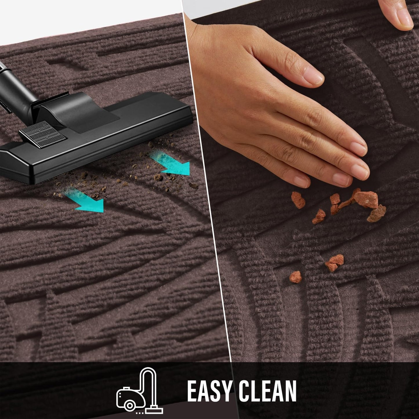 Front Door Mat, Absorbent Resist Dirt Welcome Door Mat Indoor Outdoor, Waterproof Doormat, Sturdy Non Slip Backing, Fade Resistant, Low Profile Entry Mat for Entryway, 47×32, Coffee