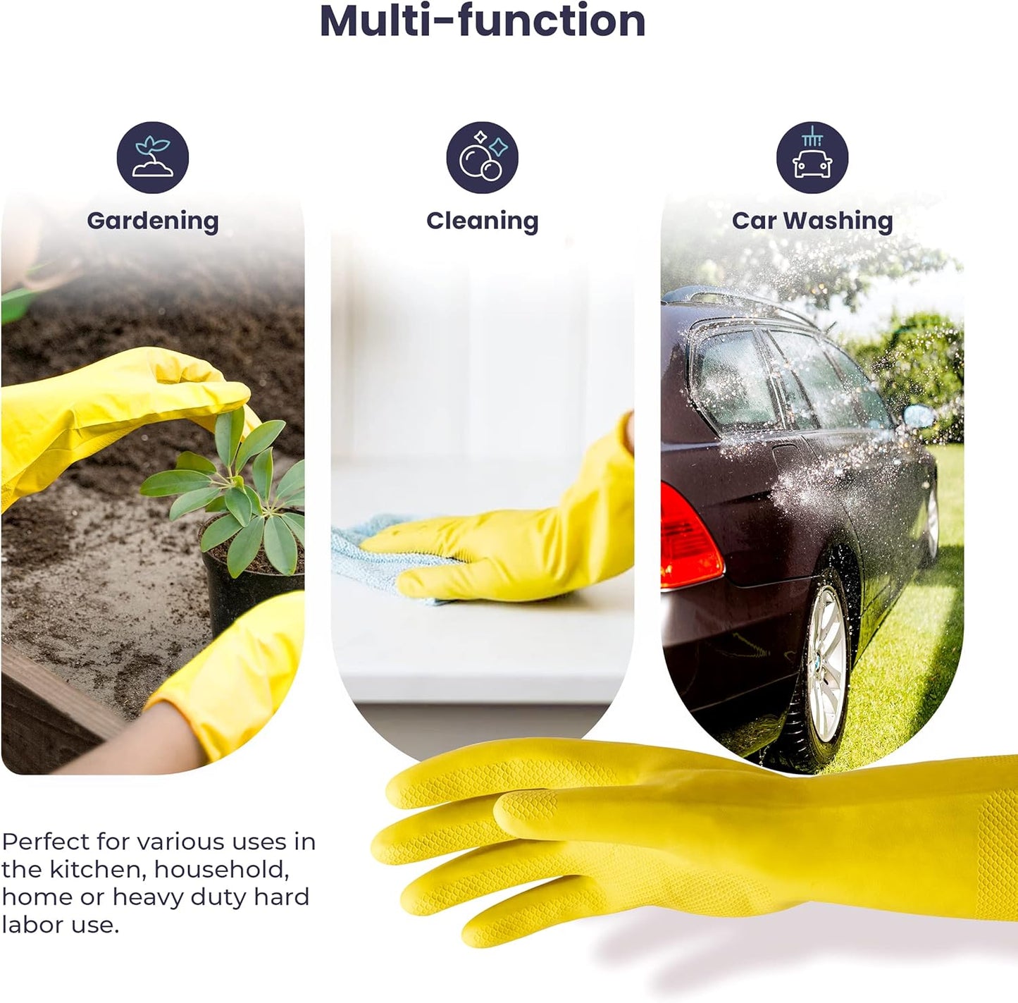 FMP Brands 3/6/12/60 Pairs Cleaning Gloves, Waterproof Rubber Gloves for Washing Dishes, Non-Slip Latex Dishwashing Gloves