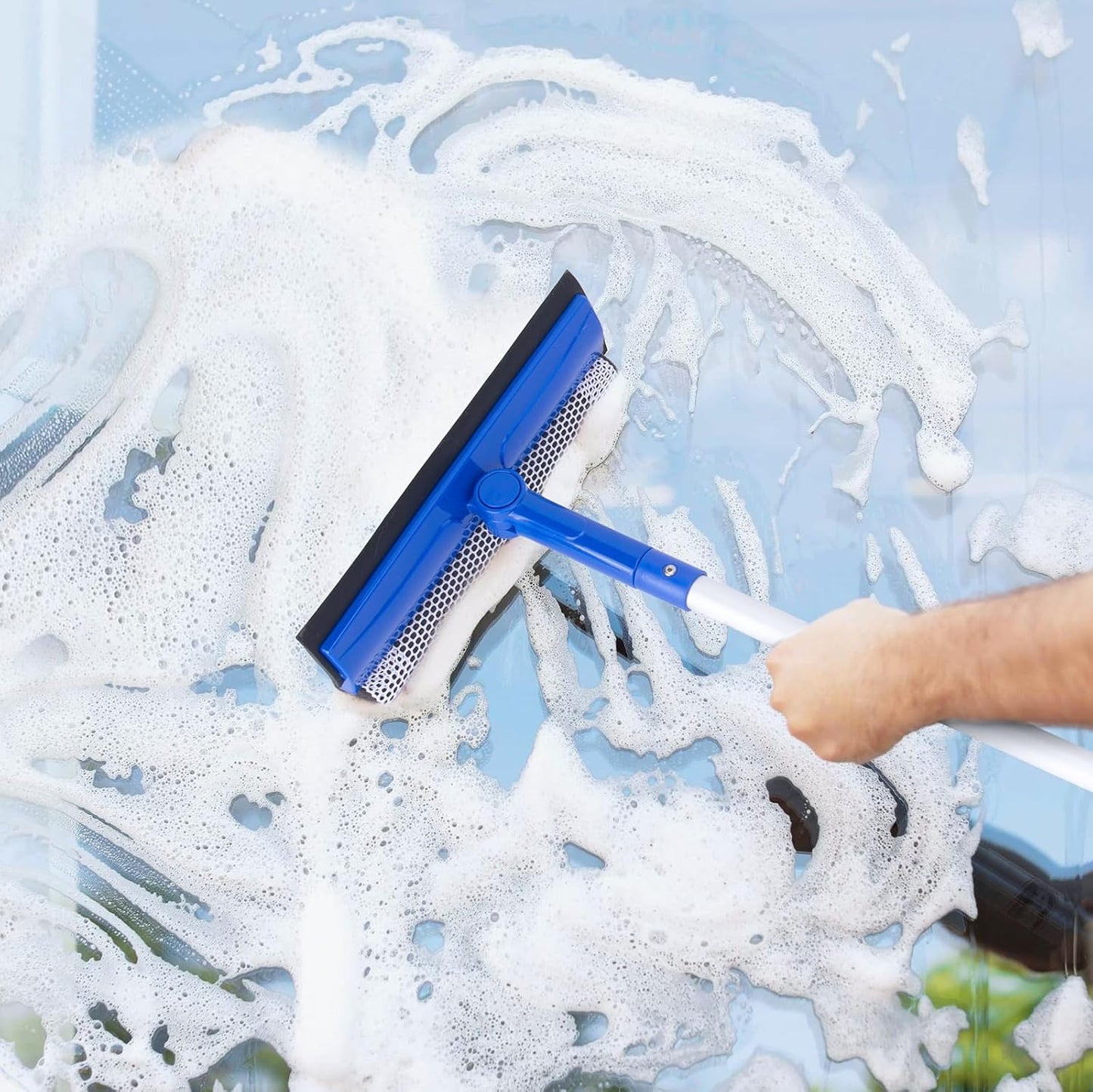 Window Cleaner Tool for Home with 20''-30'' Extension Pole, Squeegee for Car Windshield Cleaning, Glass Washer for Shower Doors, Mirror