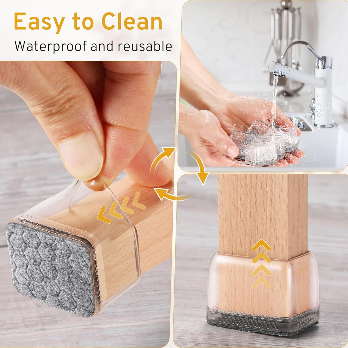 24PCS Rectangular Chair Leg Floor Protectors, Furniture Sliders, Non-Slip Felt Furniture Pads for Hardwood Floors, Silicone Cap Covers to Protect Floors,(Fit L :1.73-2.05", W: 1.34-1.65")