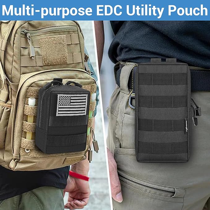 FUNANASUN 2 Pack Molle Pouches Tactical Pouch Small Molle Pouch Compact Water-Resistant EDC Pouch Molle Bag