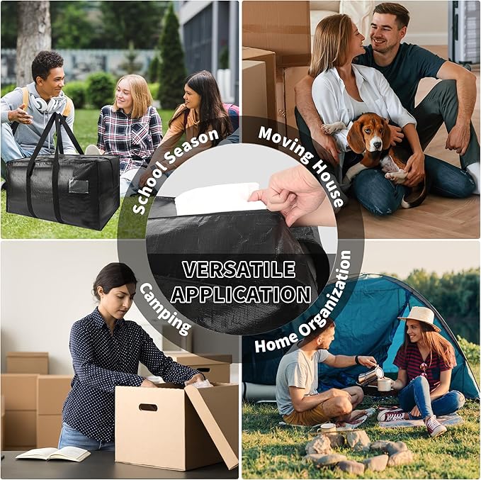 Heavy Duty Extra Large Moving Bags,149 Gallon Jumbo Packing Bags,Huge Moving Storage Bags with Strong Zippers & Carrying Handles,Reusable Big Moving Storage Bags for College Dorm Travel 2Pack