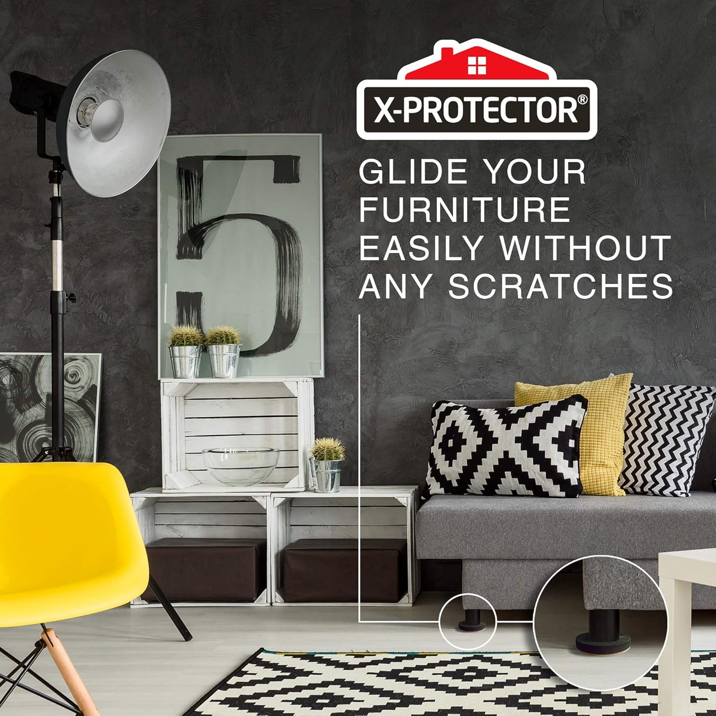 Felt Furniture Sliders Hardwood Floors X-PROTECTOR β 8 PCS 4 3/4 inch Furniture Sliders β Heavy Duty Felt Sliders Hard Surfaces β Move Your Furniture Easily & Safely!