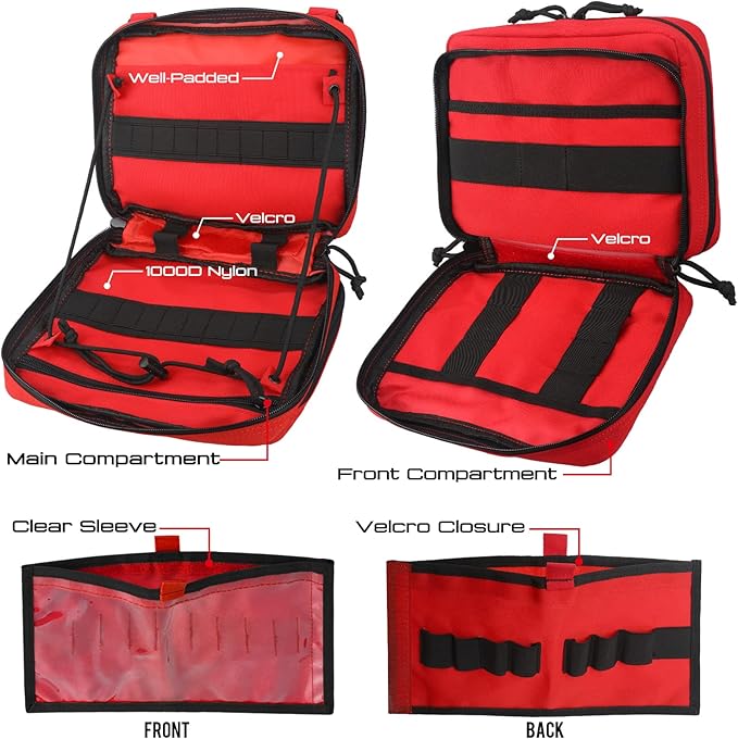 WYNEX Tactical Large Admin Pouch of Double Layer Design, Molle EDC EMT Utility Pouch with Map Sleeve Modular Tool Pouch Large Capacity Flag Patch Included