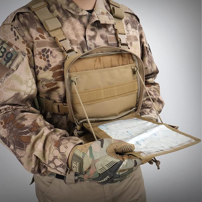 WYNEX Tactical Large Admin Pouch of Double Layer Design, Molle EDC EMT Utility Pouch with Map Sleeve Modular Tool Pouch Large Capacity Flag Patch Included