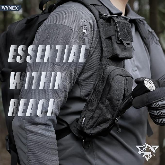 WYNEX Molle Accessories Pouch of Double Zipper Pocket Version, Backpack Strap Pouch Shoulder Strap Molle Attachment Tactical Accessories Bag Shoulder Starps Zipper Pocket Additional Phone Holder