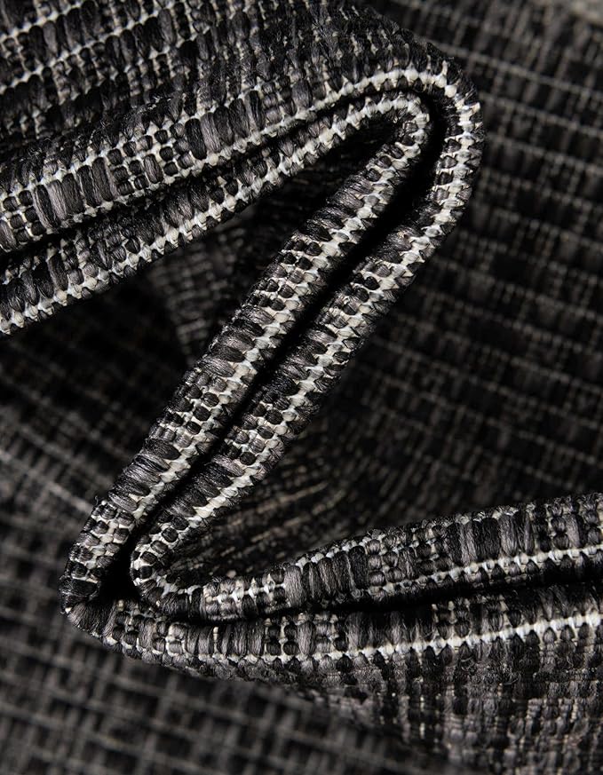 Unique Loom Outdoor Border Collection Area Rug - Soft Border (6' 1" Square Black/Ivory)