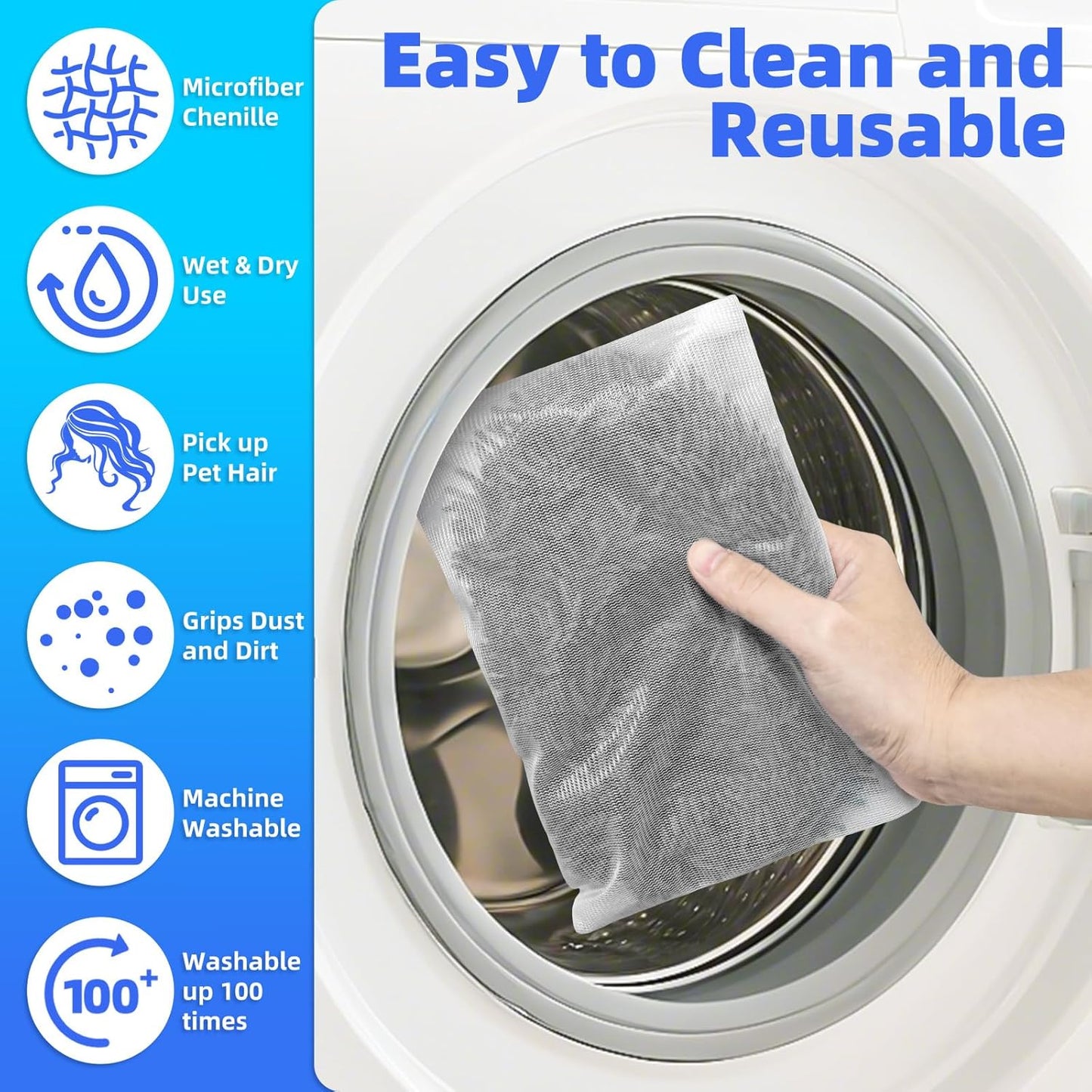 Reusable Microfiber Mop Pads Compatible with Sweeper Mop, Replacement Wet Mopping pad Refills & Washable Dry Sweeping Cloths for Use on All Sealed Floors - Stone, Hardwood, Laminate & Tile (6 Grey)