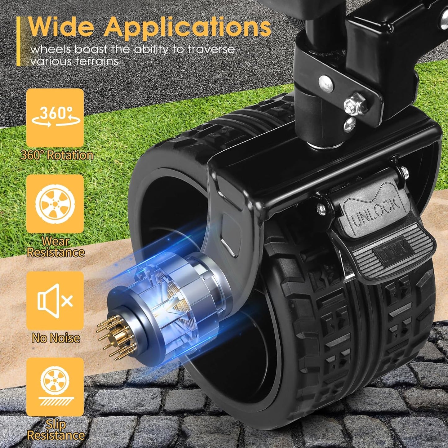 49''L Collapsible Foldable Extended Wagon with 450lbs Weight Capacity, Heavy Duty 300L Folding Utility Garden Cart with Big All-Terrain Beach Wheels & Drink Holders. Black