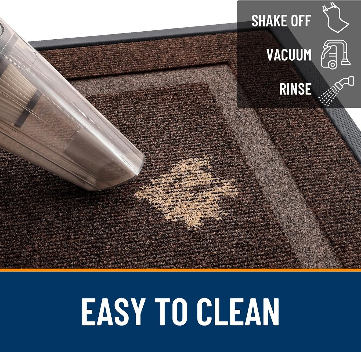 OLANLY Front Door Mat Indoor Outdoor Entrance, Waterproof All-Season, All-Weather Doormat, Sturdy Natural Rubber, Fade Resistant, Low Profile, Easy Clean Patio Porch Entryway Mat, 47x32, Dark Brown